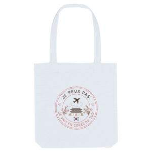 tote bag j'peux pas j'vais en corée du sud stamp edition blanc