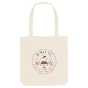 tote bag j'peux pas j'vais en corée du sud stamp edition blanc